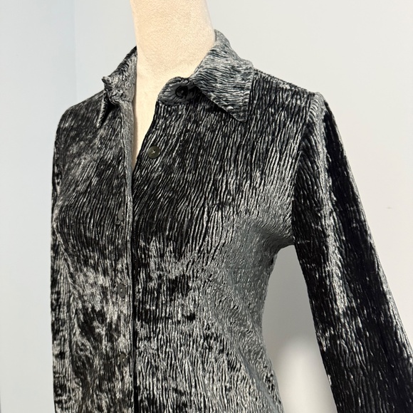 Soft Surroundings Women’s Velvet Crinkle Gray Shirt Dress Size XS - Picture 3 of 10
